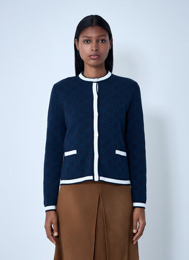 GG Fine Cotton Cardigan Gucci GG Fine Cotton Cardigan Navy guc0261110