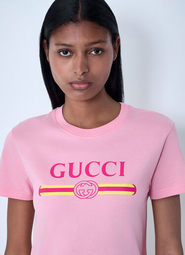 Gucci Logo Motif T-Shirt Pink guc0261118