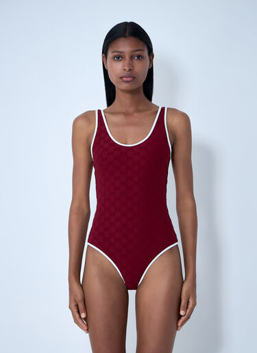 Gucci Logo Motif Swimsuit Red guc0261123