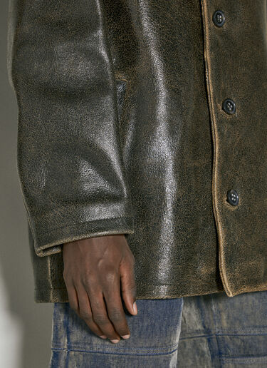 Guess USA Crackle Leather Coat Brown gue0154002