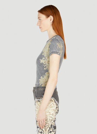Guess USA Floral Burn Out T-Shirt Grey gue0252005