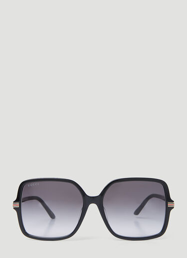 Gucci 织带图案方形太阳镜 黑色 gus0254008