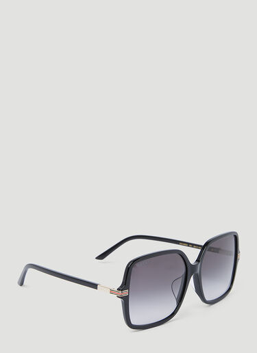 Gucci 织带图案方形太阳镜 黑色 gus0254008