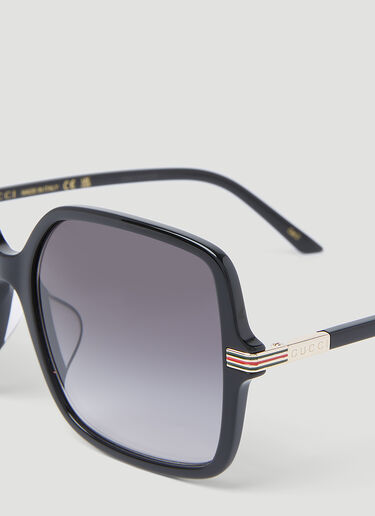 Gucci 织带图案方形太阳镜 黑色 gus0254008