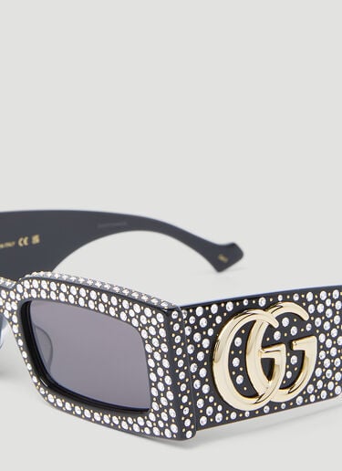 Gucci 크리스털 장식 사각 선글라스 블랙 gus0254010