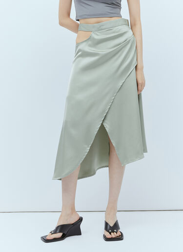 Satin Slit Long Drape Skirt Han Kjøbenhavn Satin Slit Long Drape Skirt Green han0253005