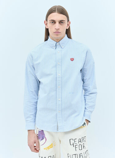 ロゴパッチ ストライプシャツ Human Made ロゴパッチ ストライプシャツ ブルー hmd0154005