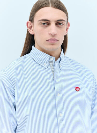 ロゴパッチ ストライプシャツ Human Made ロゴパッチ ストライプシャツ ブルー hmd0154005