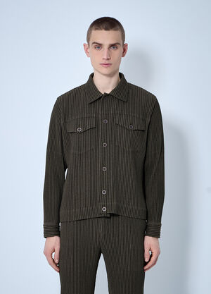 Homme Plissé Issey Miyake Pleated Jacket Khaki hmp0160002