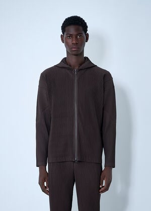 Homme Plissé Issey Miyake Pleated Hooded Jacket Brown hmp0161013