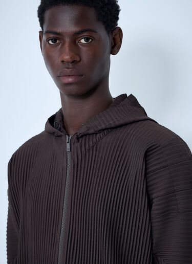 Homme Plissé Issey Miyake Pleated Hooded Jacket Brown hmp0161013