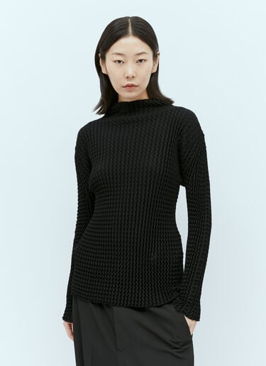 Spongy BK/WT-28 Long-Sleeve Top Issey Miyake Spongy BK/WT-28 Long-Sleeve Top Black ism0255005