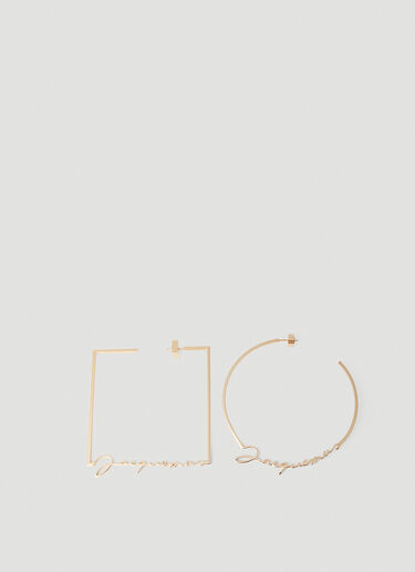 Les Creoles Ronde Carré Earrings Jacquemus Les Creoles Ronde Carré Earrings Gold jac0251116