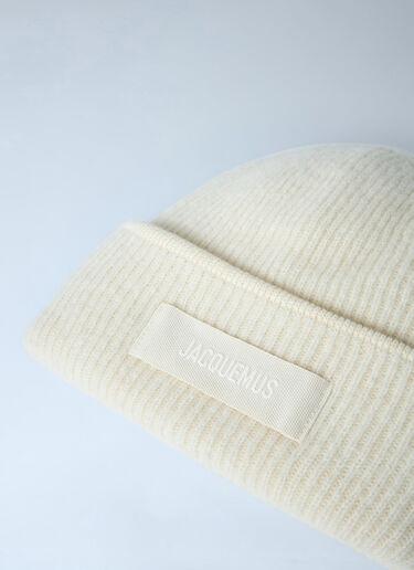 Logo Motif Beanie Hat Jacquemus Logo Motif Beanie Hat White jac0362001