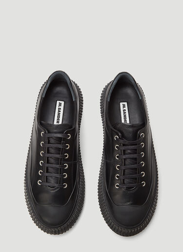 Ribbed-Sole Leather Sneakers Jil Sander Ribbed-Sole Leather Sneakers Black jil0143020