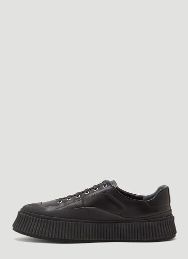 Ribbed-Sole Leather Sneakers Jil Sander Ribbed-Sole Leather Sneakers Black jil0143020
