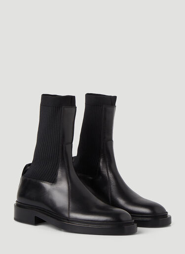Jil Sander 针织拼接靴子 黑色 jil0246016