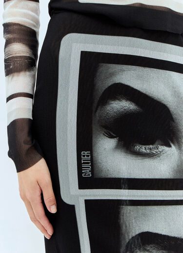 Eyes and Lips Mesh Midi Skirt Jean Paul Gaultier Eyes and Lips Mesh Midi Skirt Black jpg0258008