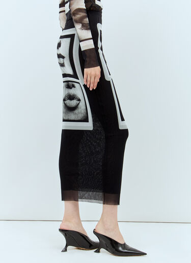 Eyes and Lips Mesh Midi Skirt Jean Paul Gaultier Eyes and Lips Mesh Midi Skirt Black jpg0258008