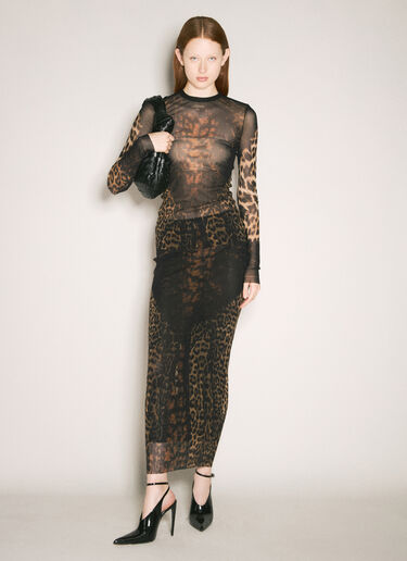 Leopard Mesh Maxi Skirt Jean Paul Gaultier Leopard Mesh Maxi Skirt Black jpg0258033