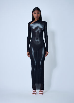 Jean Paul Gaultier Wood Mesh Maxi Dress Black jpg0262002