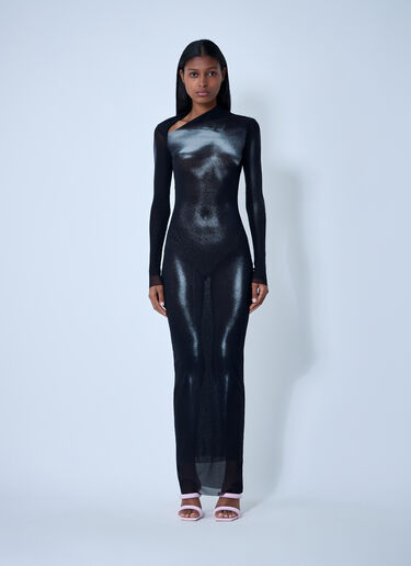 Jean Paul Gaultier Wood Mesh Maxi Dress Black jpg0262002