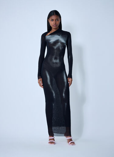Jean Paul Gaultier Wood Mesh Maxi Dress Black jpg0262002