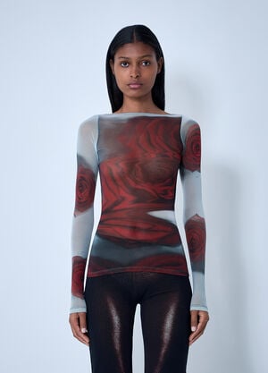 Jean Paul Gaultier Blurry Roses Mesh Tank Top White jpg0262003