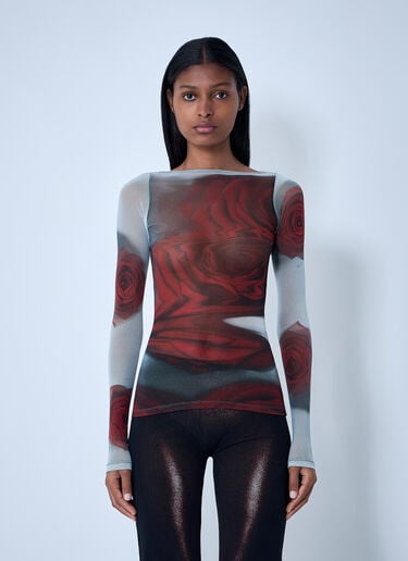 Jean Paul Gaultier Blurry Roses Mesh Tank Top White jpg0262003