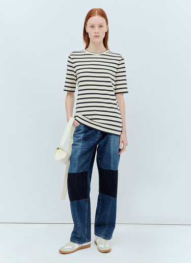 Jil Sander+ 크루넥 스트라이프 티셔츠 크림 jsp0255010