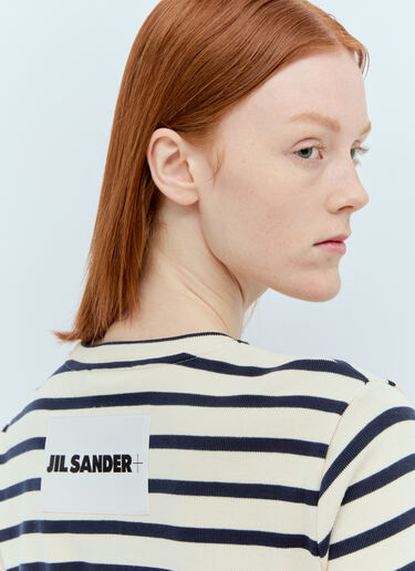 Jil Sander+ 크루넥 스트라이프 티셔츠 크림 jsp0255010