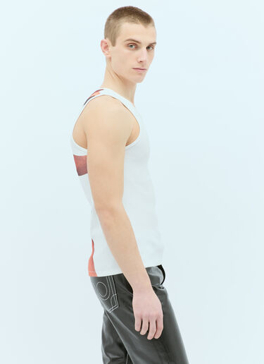 JW Anderson 대조적인 뒷면이 있는 로고 자수 탱크탑 화이트 jwa0154009