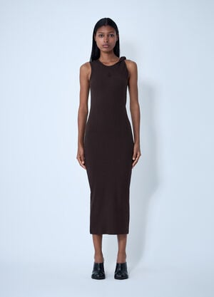 JW Anderson Logo Motif Rib Dress Dark Brown jwa0261003