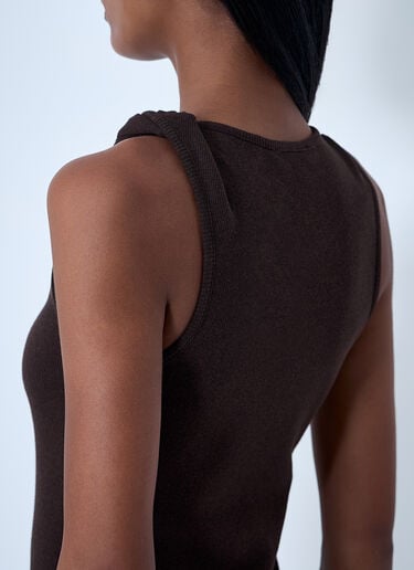 JW Anderson Logo Motif Rib Dress Dark Brown jwa0261003