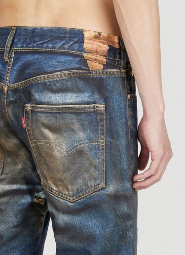 Printed Drawstring Jeans Junya Watanabe Printed Drawstring Jeans Dark Blue jwn0152013