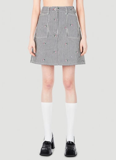 Floral Stripe Denim Mini Skirt Kenzo Floral Stripe Denim Mini Skirt White knz0252002