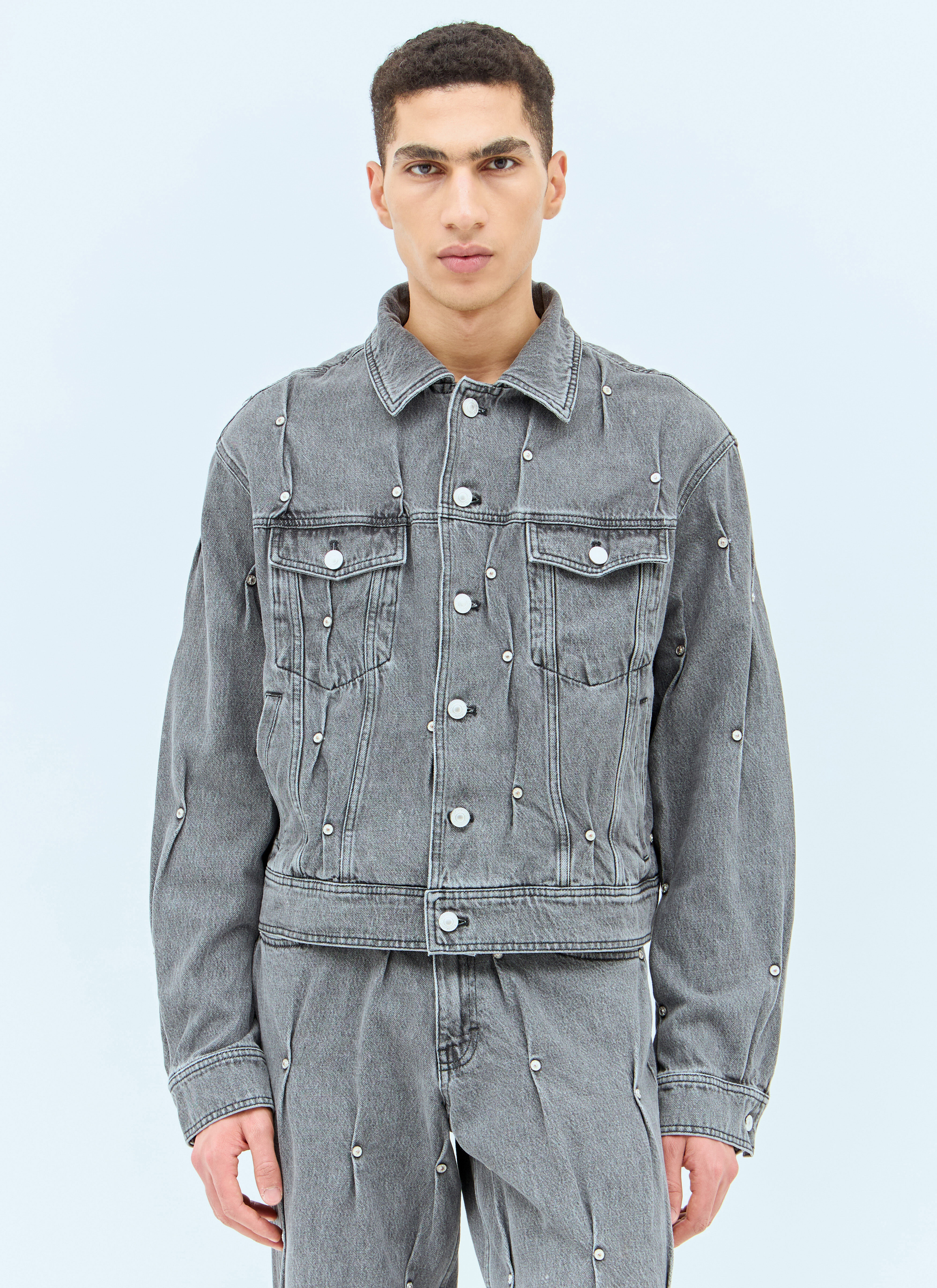 Kusikohc Men's' Multi Rivet Denim Jacket in Grey | LN-CC®