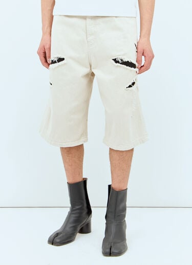 Origami Cut-Out Denim Shorts Kusikohc Origami Cut-Out Denim Shorts Beige kus0156006