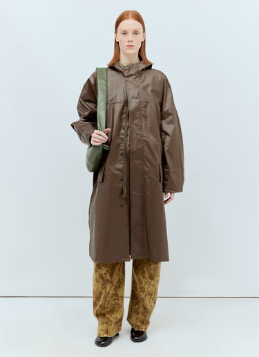 Hooded Wax Rain Coat Lemaire Hooded Wax Rain Coat Brown lem0256001