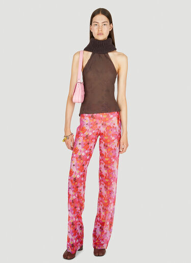 Knit Collar Floral Halter Top LOUISE LYNGH BJERREGAARD Knit Collar Floral Halter Top Brown llb0250004