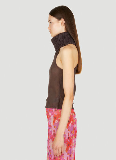 Knit Collar Floral Halter Top LOUISE LYNGH BJERREGAARD Knit Collar Floral Halter Top Brown llb0250004