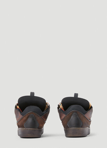 Lanvin Curb 皮革和闪亮运动鞋 棕色 lnv0153015