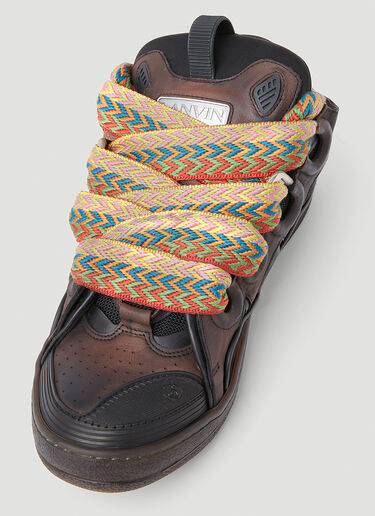 Lanvin Curb 皮革和闪亮运动鞋 棕色 lnv0153015