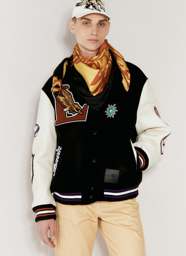 Lanvin x Future 로고 프린트 실크 스카프 오렌지 lvf0157016