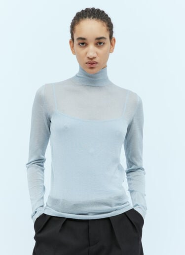 Max Mara 글리터 하이넥 스웨터 블루 max0254093