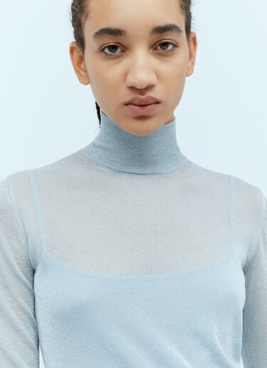 Max Mara 글리터 하이넥 스웨터 블루 max0254093