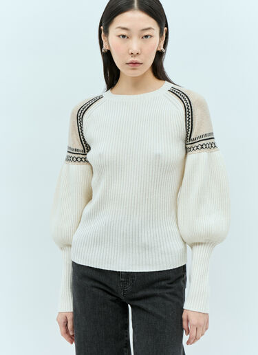 Max Mara 페미닌 울과 캐시미어 스웨터 화이트 max0255013