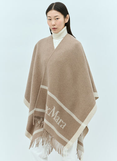 Max Mara 프린지 디테일 울 망토 브라운 max0255036