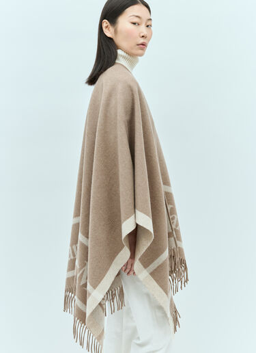 Max Mara 프린지 디테일 울 망토 브라운 max0255036