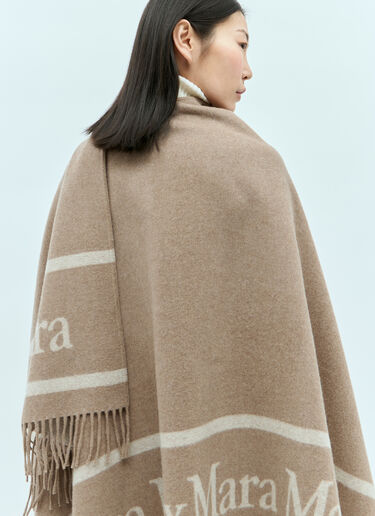 Max Mara 프린지 디테일 울 망토 브라운 max0255036